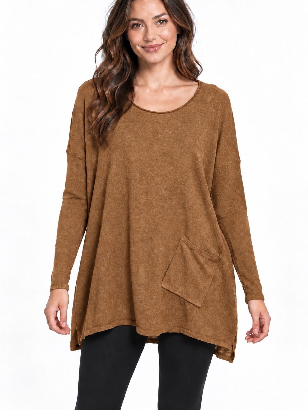 Altar’d State Chestnut Brown Oversized Pocket Tunic Sweater Cozy S/M